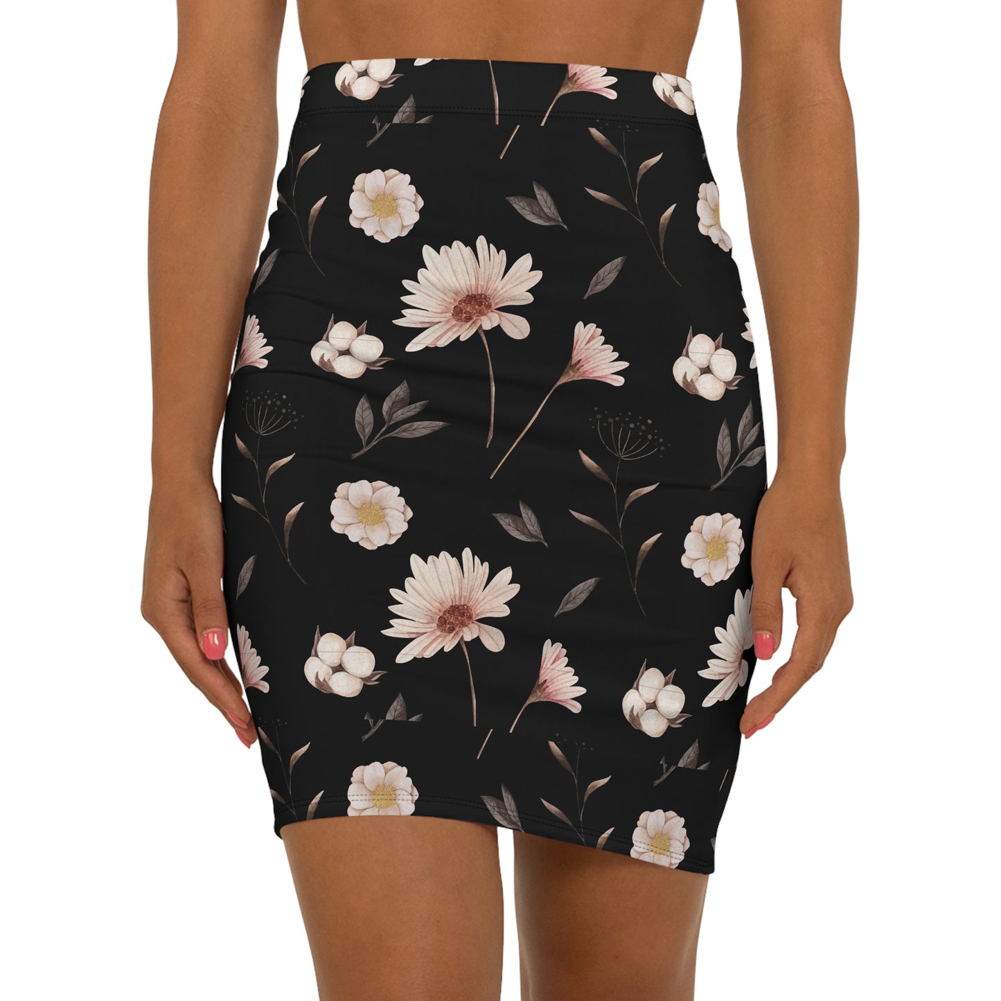 Floral Women's Mid-Waist Pencil Skirt, Elegant Skirt, Spring Fashion, Floral Print Skirt, Office Wear, Date Night Outfit