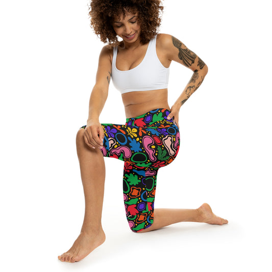 Vibrant Floral Capri Leggings, Colorful Activewear, Summer Essentials, Yoga Pants, Stylish Loungewear, Gifts for Her, Festival Outfit