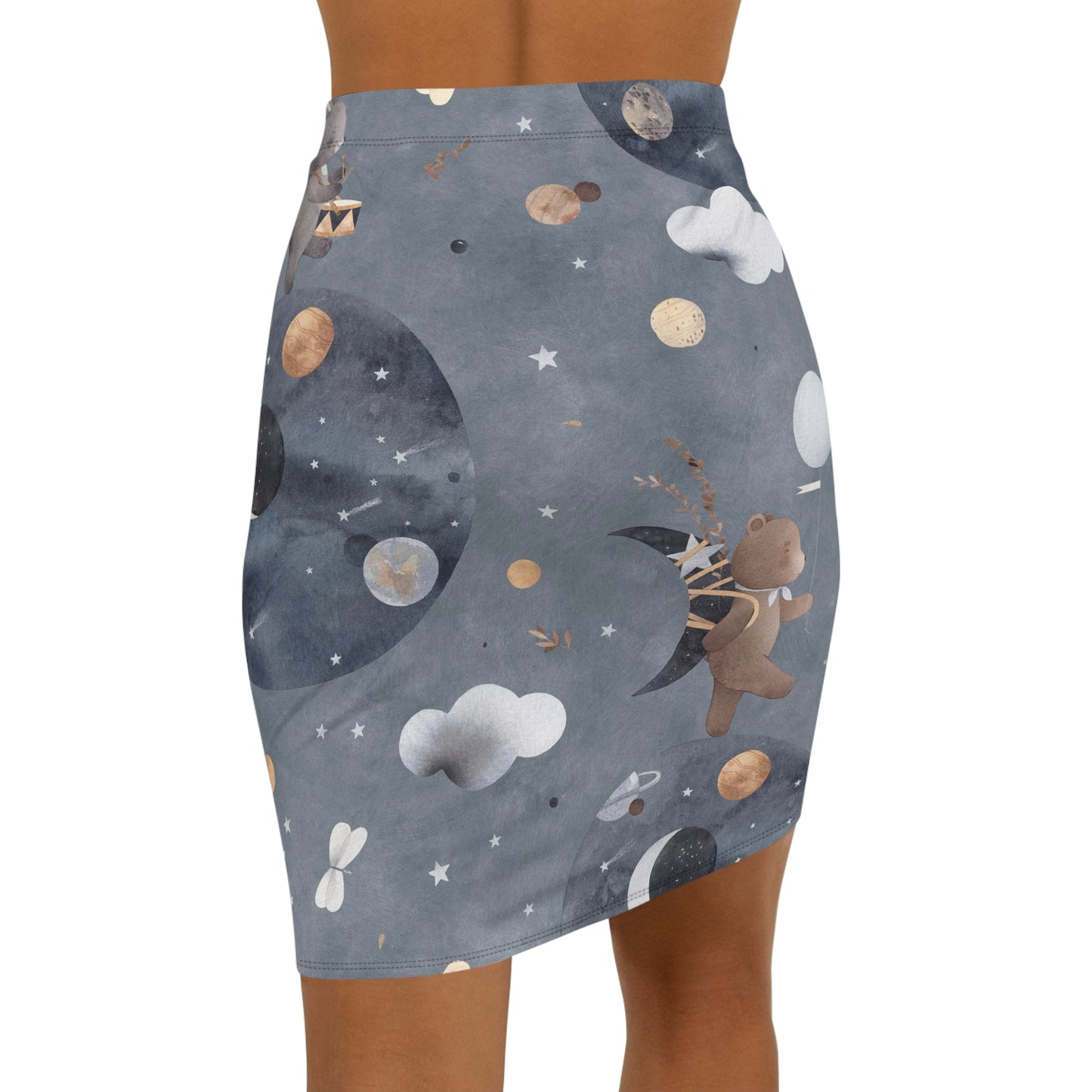 Celestial Dreams Pencil Skirt, Women's Fashion, Stylish Midi Skirt, Cosmic Print, Dress Up for Parties, Unique Gift for Her