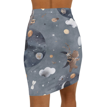 Celestial Dreams Pencil Skirt, Women's Fashion, Stylish Midi Skirt, Cosmic Print, Dress Up for Parties, Unique Gift for Her