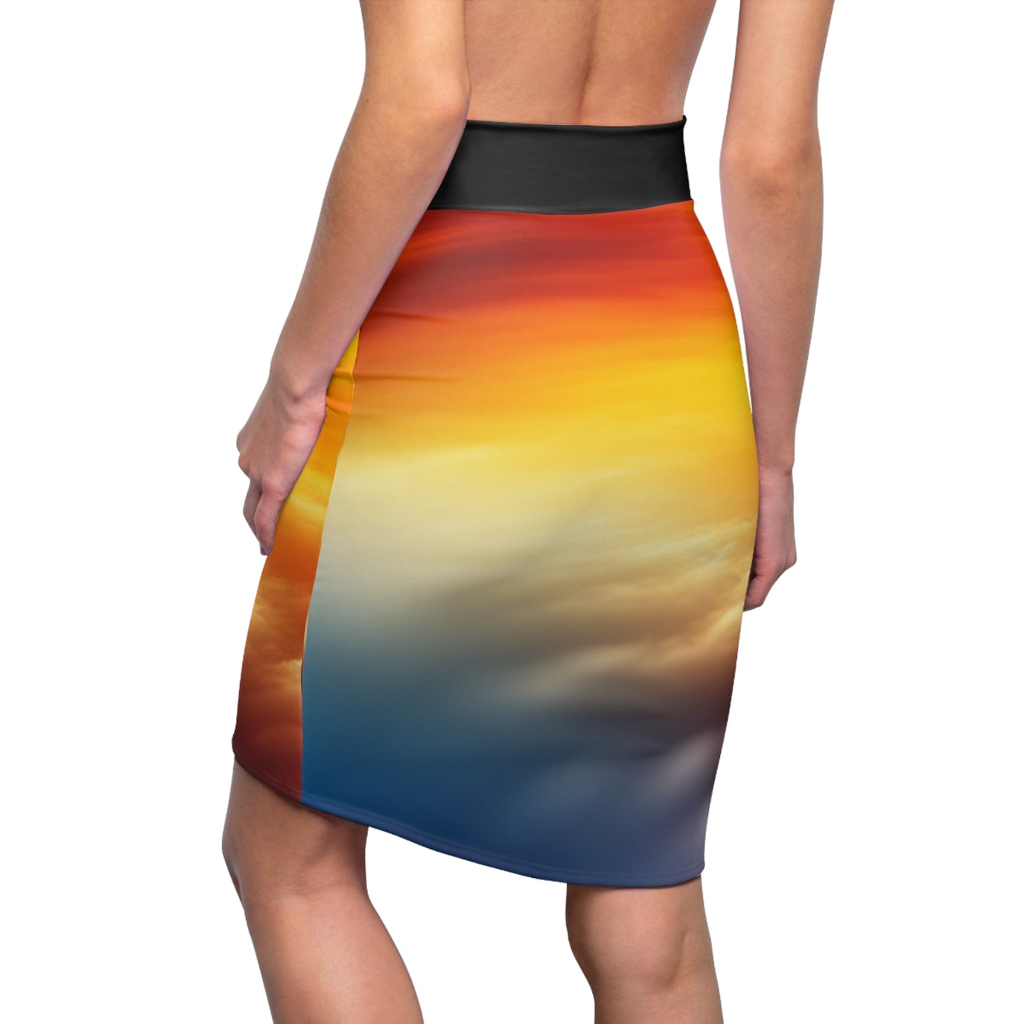 Vibrant Sunset Women's Pencil Skirt, Stylish Skirt, Fashionable Skirt, Colorful Skirt, Casual Wear, Summer Fashion