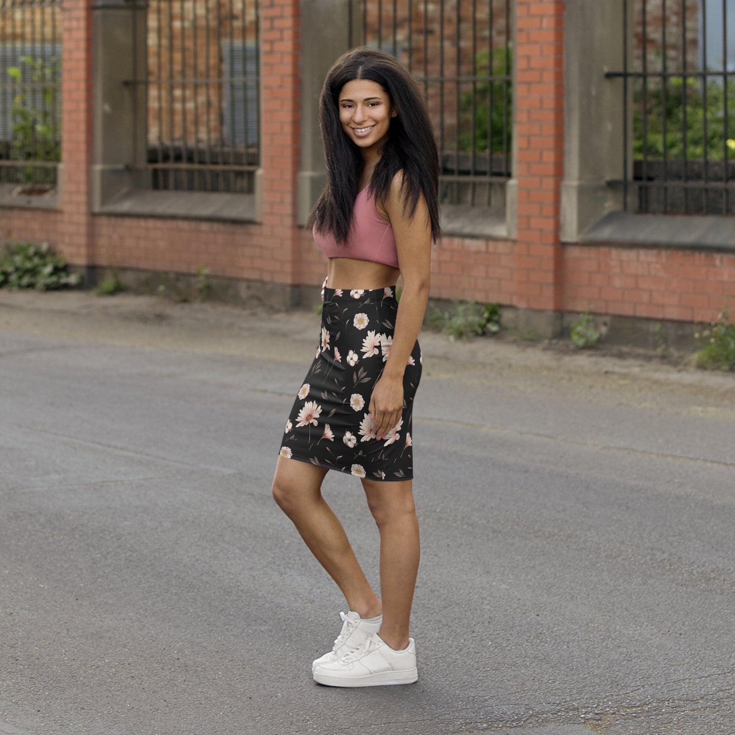 Floral Women's Mid-Waist Pencil Skirt, Elegant Skirt, Spring Fashion, Floral Print Skirt, Office Wear, Date Night Outfit