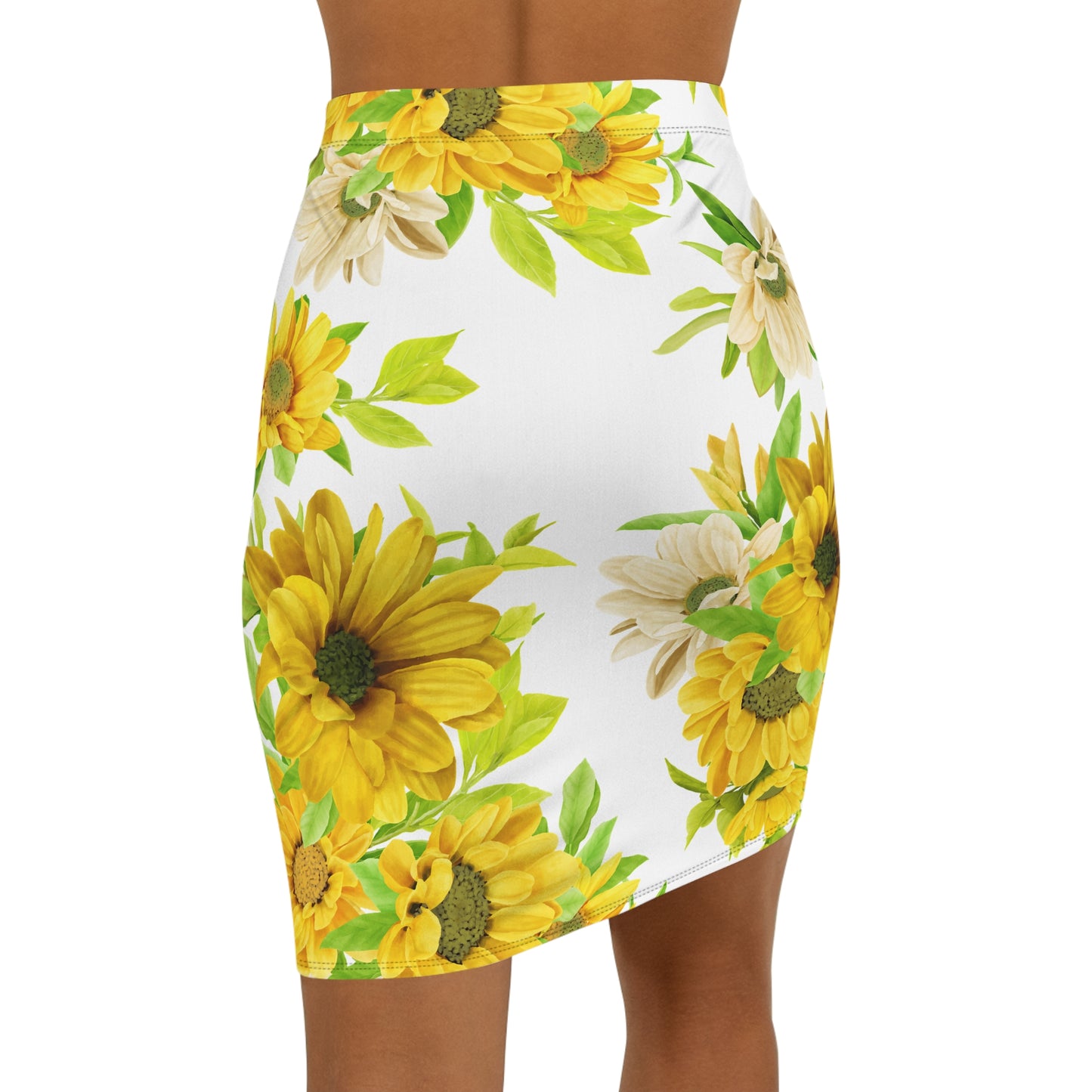 Sunflower Midi Pencil Skirt, Floral Skirt, Summer Outfit, Women's Fashion, Everyday Wear, Gift for Her